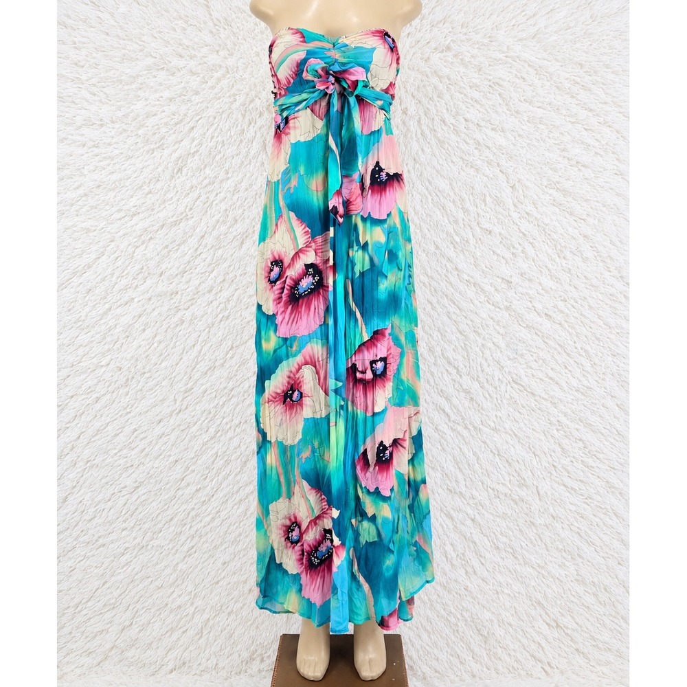 Xhilaration Floral Strapless Maxi Dress Size L Y2K Boho